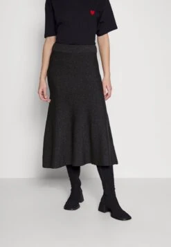 FLARE GABRIEL SHINE MIDI SKIRT - A-Linien-Rock - Deep Coal