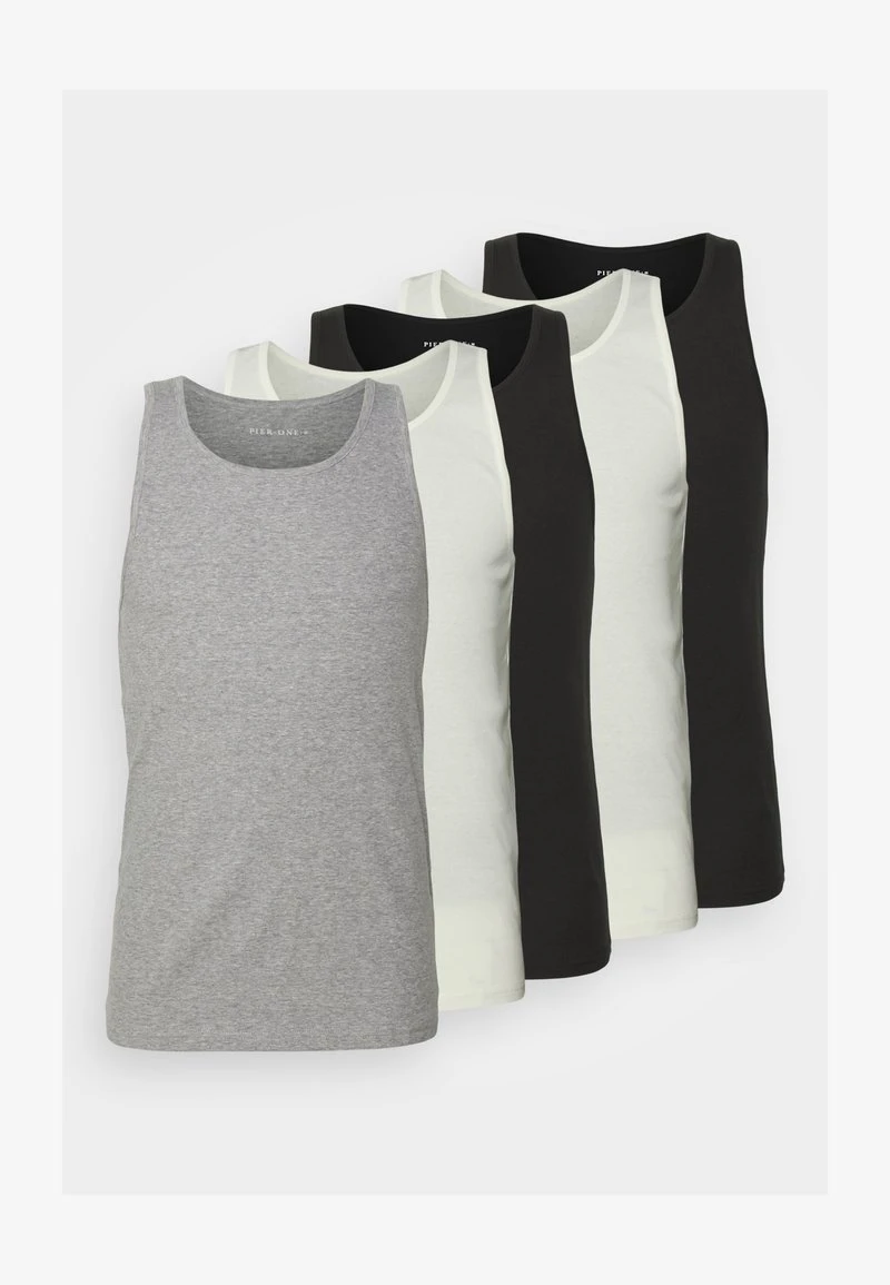 Pier One 5 PACK - Unterhemd/-shirt - 802 - Black_102 - Grey_001 - White 3 Pier One 5 PACK - Unterhemd/-shirt - 802 - Black_102 - Grey_001 - White