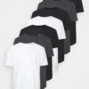 Pier One 7 PACK - T-Shirt Basic - Mottled Dark Grey/white/black -Pier One Mode Verkäufe e7f6e83a5fc54fbaaa5e7624e6a8a452