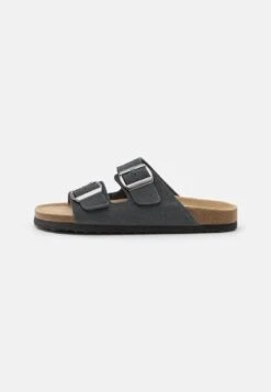 Pier One LEATHER UNISEX - Hausschuh - Dark Grey